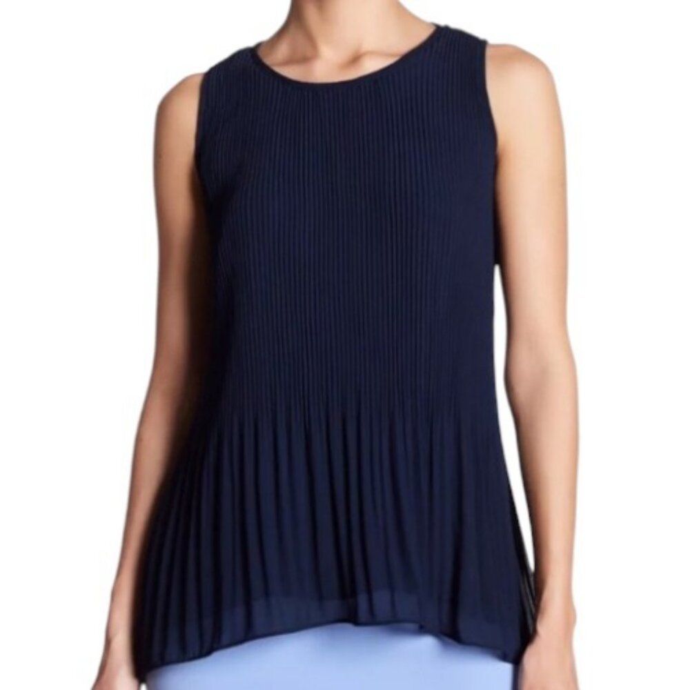 Zara navy blue pleated sleeveless tank top size XS